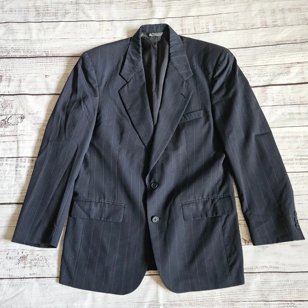 Vintage Christian Dior Monsieur Pure Wool Pinstripe Blazer Jacket Mens